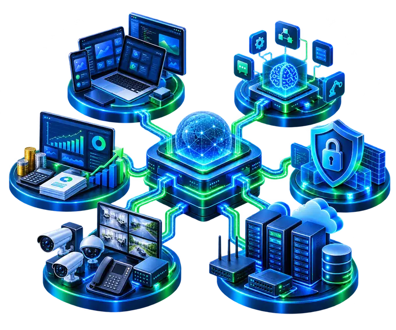 Enterprise software, AI automation, cybersecurity, networking, surveillance and financial technology ecosystem by Infroniz